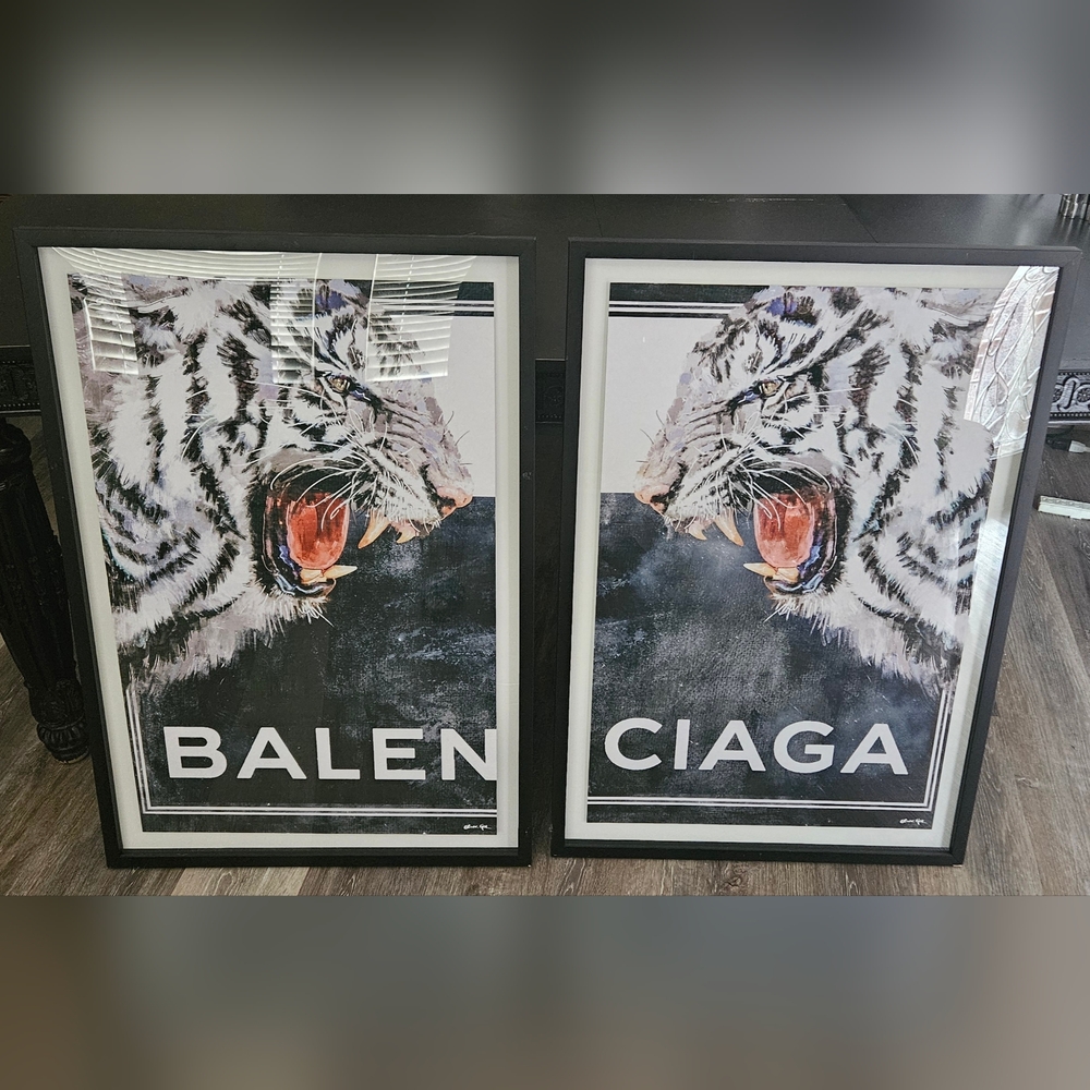 OLIVER GAL - Balenciaga Black and White Tiger Art Prints from Oliver Gal
